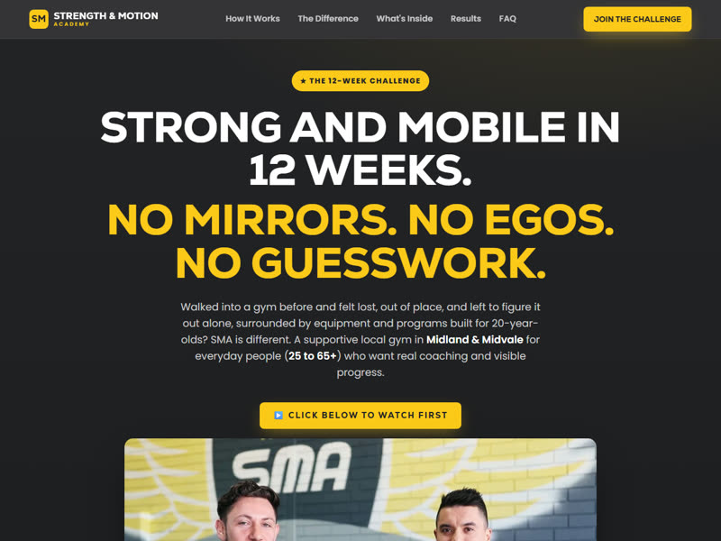 SMA 12-Week Challenge landing page: Strong and mobile in 12 weeks